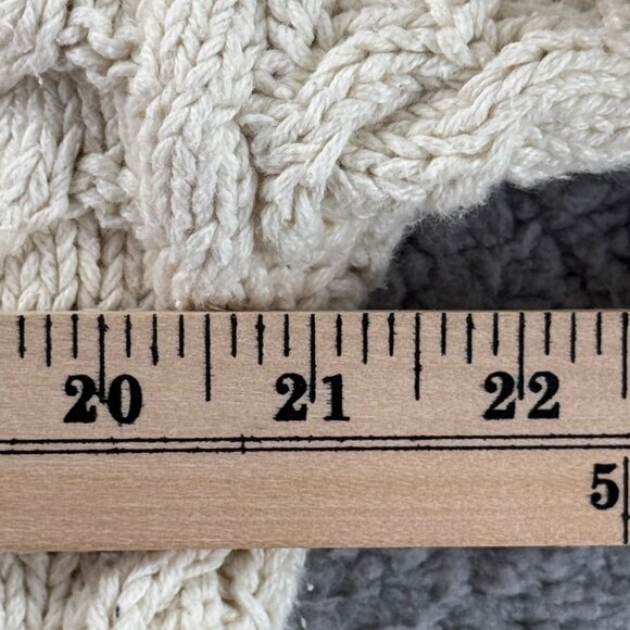 Vintage Eddie Bauer Fishman Cable Knit Sweater Crew Neck Cream Size Large Cotton - Picture 7 of 9
